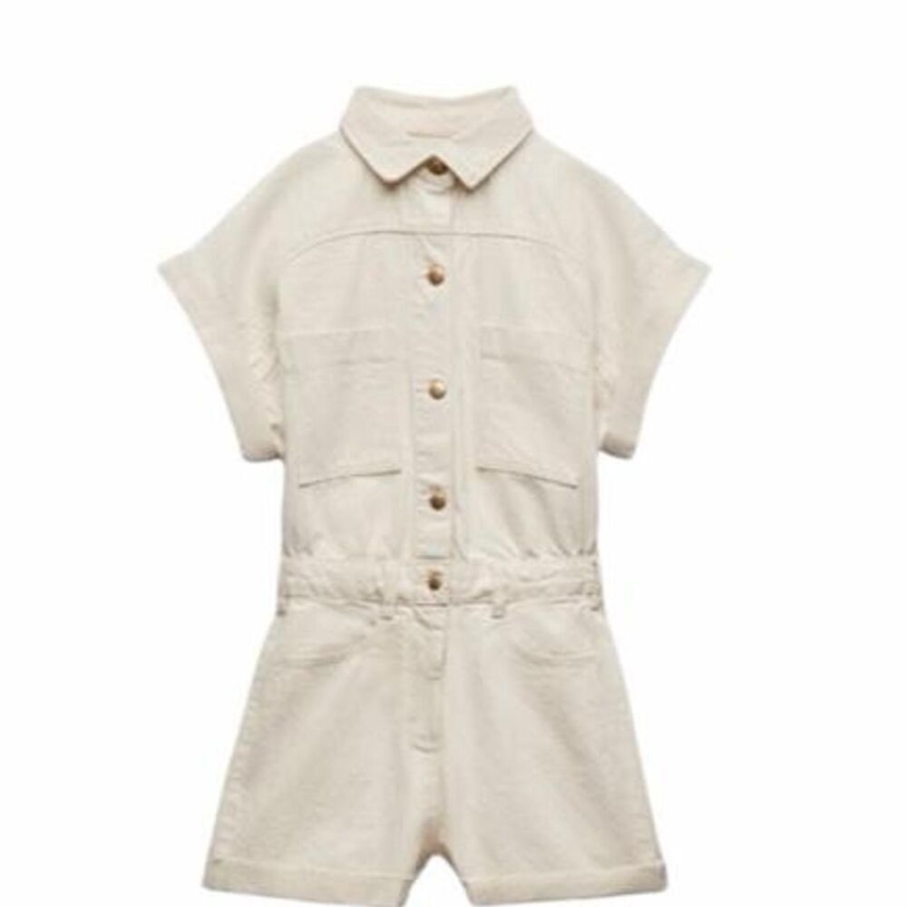 Zara cream linen playsuit romper - Picture 3 of 8